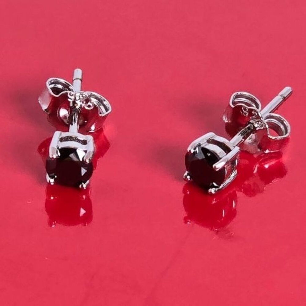 Black 4mm Moissanite 925 Sterling Silver Earrings